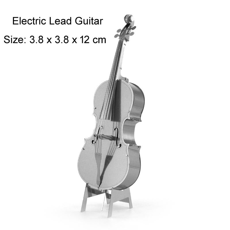 3D Stereo Metal Puzzle Musical Instrument Main Guitar Bass Piano Drum Set Cello Assembly Model Birthday - Image 1